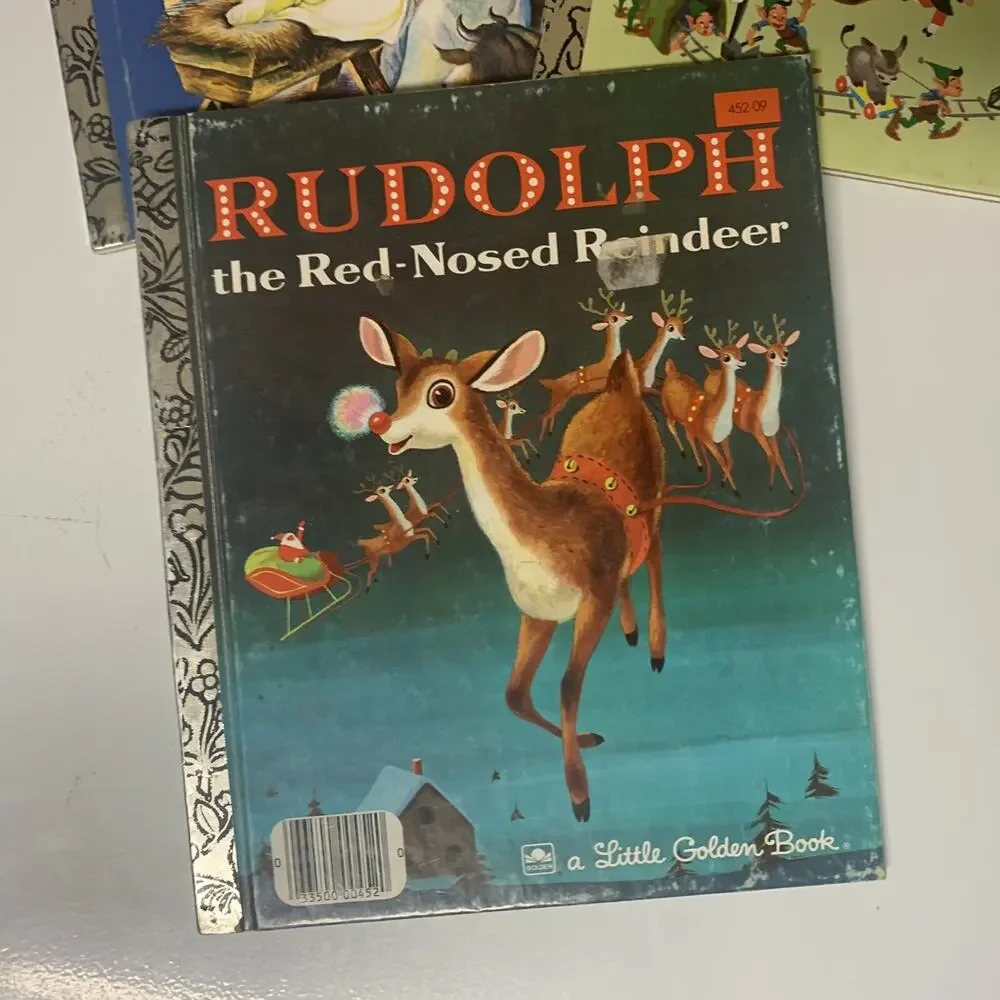 VTG Christmas Little Golden Books Lot of 4 Nativity Santa Rudolph